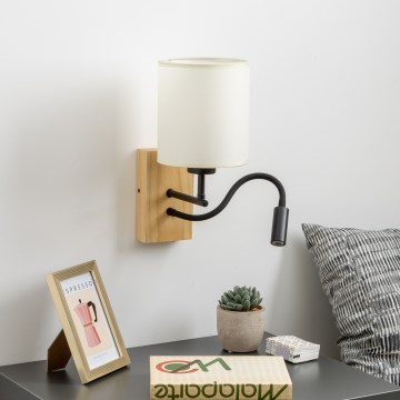 Brilagi - LED Flexibilná nástenná lampa NUBILA WOOD 1xE27/25W/230V + LED/3W dub/čierna/krémová