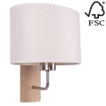 Nástenná lampa MERCEDES 1xE27/25W/230V krémová/dub – FSC certifikované