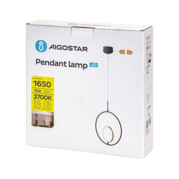 Aigostar - LED Luster na lanku LED/15W/230V 6500K čierna/zlatá