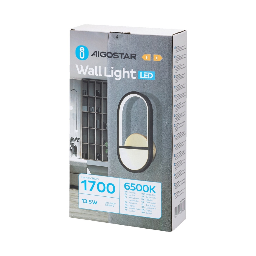 Aigostar - LED Nástenné svietidlo LED/13,5W/230V 6500K čierna/zlatá