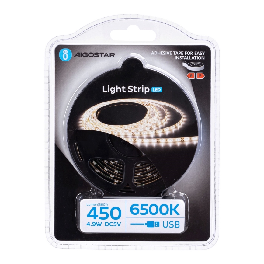 Aigostar - LED Pásik 2m LED/4,9W/5V 6500K IP65 čierna