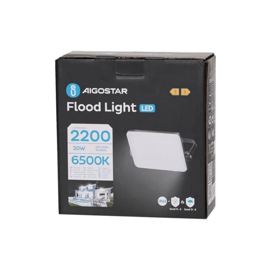 Aigostar - LED Reflektor LED/20W/230V 6500K IP65 čierna