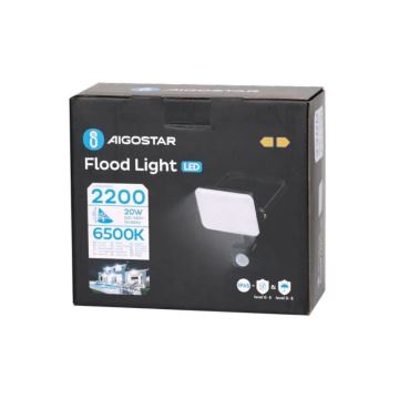 Aigostar - LED Reflektor so senzorom LED/20W/230V 6500K IP65 čierna