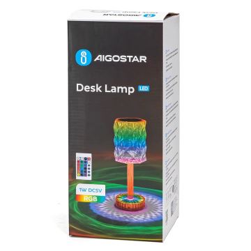 Aigostar - LED RGB Stmievateľná nabíjacia stolná lampa LED/1W/5V 1800mAh 26 cm + diaľkové ovládanie