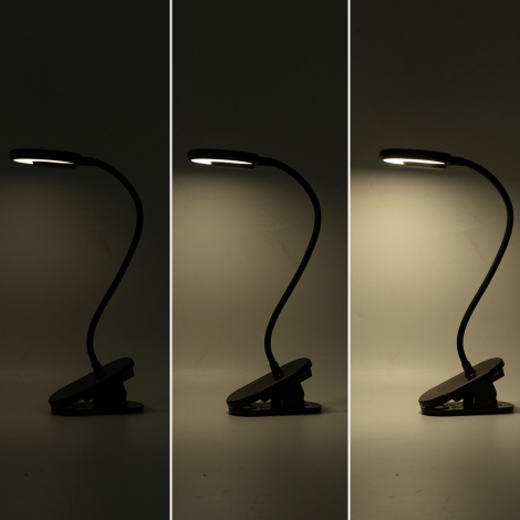 Aigostar - LED Stmievateľná nabíjacia stolná lampa s klipom LED/3W/5V 1800mAh čierna