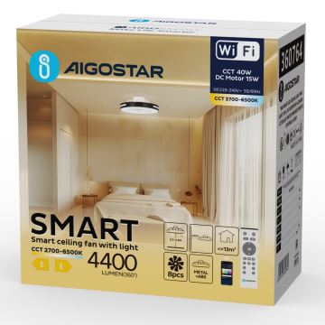 Aigostar - LED Stmievateľný stropný ventilátor LED/40W/230V 2700-6500K Wi-Fi + diaľkové ovládanie