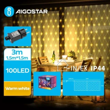 Aigostar - LED Vonkajšia vianočná reťaz 100xLED/8 funkcií 4,5x1,5m IP44 teplá biela