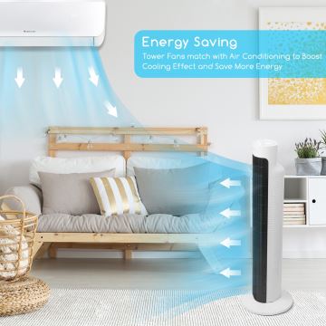 Aigostar - Stĺpový ventilátor 45W/230V čierna/biela