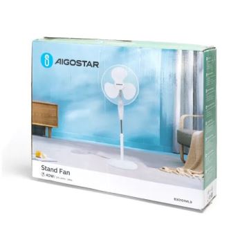 Aigostar - Stojanový ventilátor 40W/230V biela