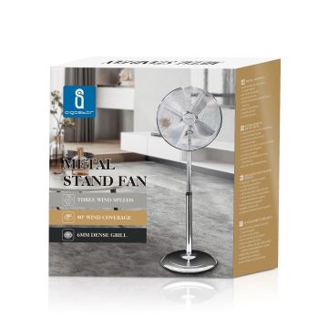 Aigostar - Stojanový ventilátor 50W/230V 44,8 cm chróm