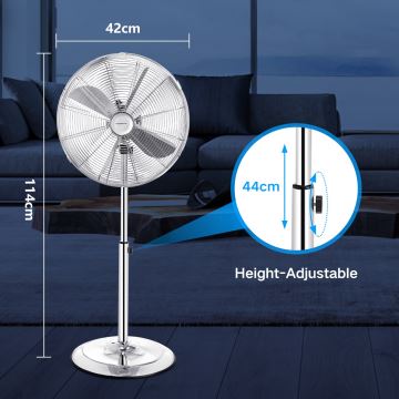 Aigostar - Stojanový ventilátor 50W/230V 44,8 cm chróm