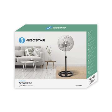 Aigostar - Stojanový ventilátor 55W/230V chróm/čierna