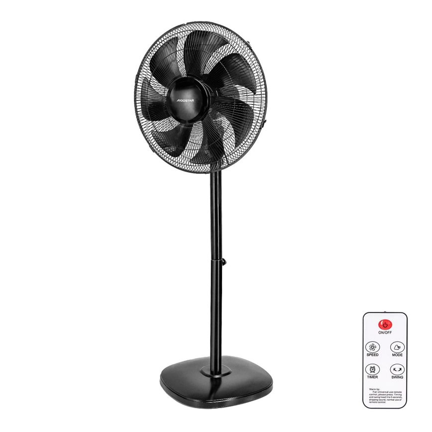 Aigostar - Stojanový ventilátor 55W/230V čierna + diaľkové ovládanie