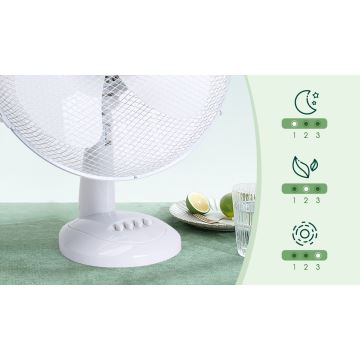 Aigostar - Stolný ventilátor 40W/230V biela