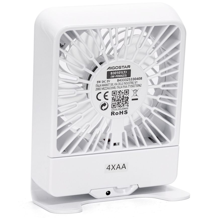 Aigostar - Stolný ventilátor 5W/5V biela