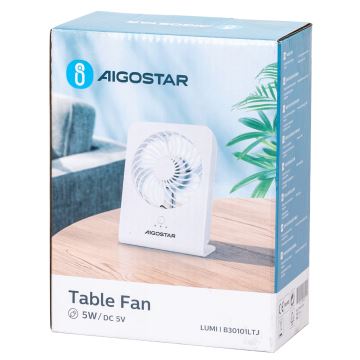 Aigostar - Stolný ventilátor 5W/5V biela