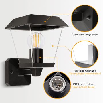 Aigostar - Vonkajšie nástenné svietidlo 1xE27/60W/230V IP44 antracit