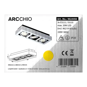 Arcchio - LED Stropné svietidlo RONKA 3xGU10/11,5W/230V