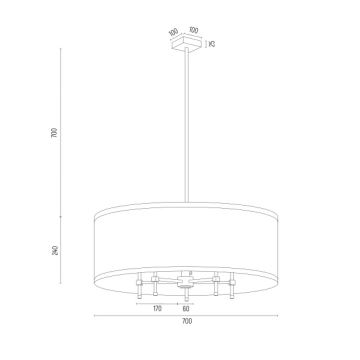 Argon 2127 - Luster na tyči ABBANO 5xE14/7W/230V mosadz/biela