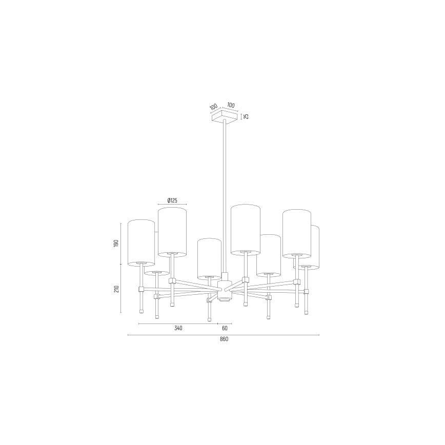 Argon 5055 - Luster na tyči ABRUZZO 8xE14/7W/230V mosadz/zelená