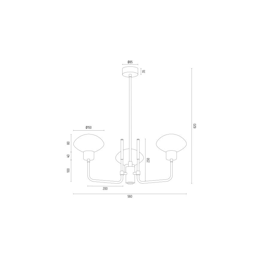 Argon 6166 - Luster na tyči RAVELLO 3xE14/15W/230V čierna/zlatá