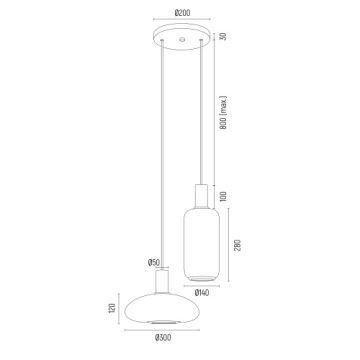 Argon 7214 - Luster na lanku SAGUNTO PLUS 2xE27/15W/230V čierna