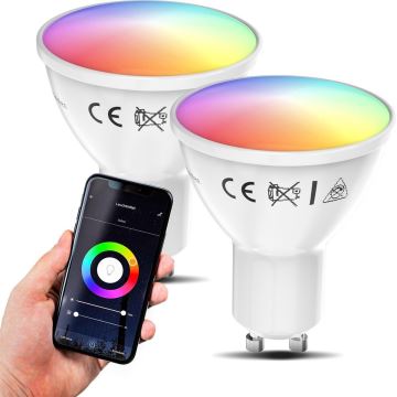 B.K. Licht 1263 - SADA 2x LED RGB Stmievateľná žiarovka GU10/5,5W/230V Wi-Fi Tuya