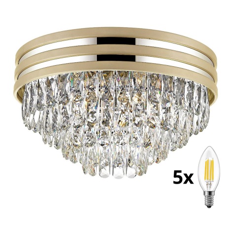 Brilagi - LED Krištáľové stropné svietidlo VELURE 5xE14/40W/230V zlatá