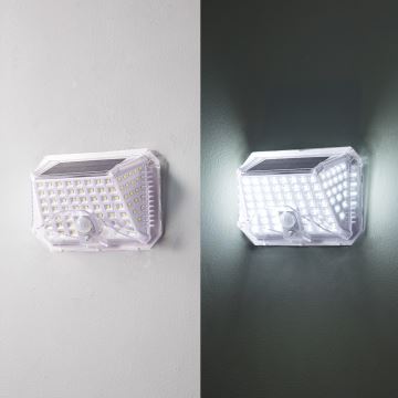 Brilagi - LED Solárne nástenné svietidlo so senzorom WALLIE LED/4W/5,5V 6500K IP64 strieborná