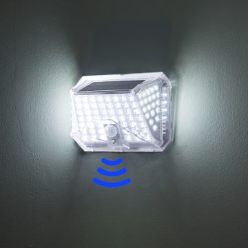 Brilagi - LED Solárne nástenné svietidlo so senzorom WALLIE LED/4W/5,5V 6500K IP64 strieborná