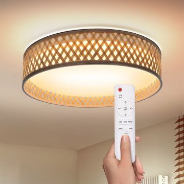 Brilagi - LED Stmievateľné stropné svietidlo CAMILA LED/48W/230V 3000-6500K bambus pr. 40 cm + diaľkové ovládanie