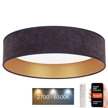 Brilagi - LED Stmievateľné stropné svietidlo VELVET SMART LED/24W/230V pr. 45 cm 2700-6500K Wi-Fi Tuya šedá/zlatá + diaľkové ovládanie