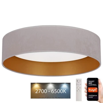 Brilagi - LED Stmievateľné stropné svietidlo VELVET SMART LED/36W/230V pr. 55 cm 2700-6500K Wi-Fi Tuya krémová/zlatá + diaľkové ovládanie