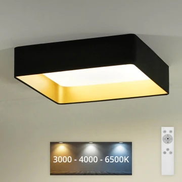 Brilagi - LED Stmievateľné stropné svietidlo VELVET SQUARE LED/24W/230V 3000/4000/6500K + diaľkové ovládanie čierna