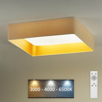 Brilagi - LED Stmievateľné stropné svietidlo VELVET SQUARE LED/24W/230V 3000/4000/6500K + diaľkové ovládanie krémová