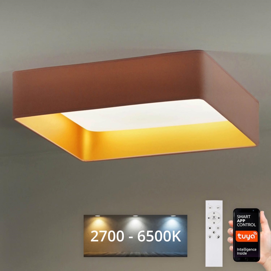 Brilagi - LED Stmievateľné stropné svietidlo VELVET SQUARE SMART LED/36W/230V 2700-6500K Wi-Fi Tuya + diaľkové ovládanie ružová