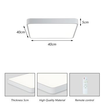 Brilagi - LED Stmievateľné stropné svietidlo POOL LED/36W/230V 3000-6000K 40x40 cm biela + diaľkové ovládanie