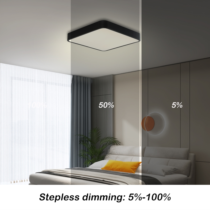 Brilagi - LED Stmievateľné stropné svietidlo POOL LED/36W/230V 3000-6000K 40x40 cm čierna + diaľkové ovládanie