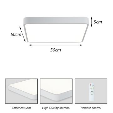 Brilagi - LED Stmievateľné stropné svietidlo POOL LED/48W/230V 3000-6000K 50x50 cm biela + diaľkové ovládanie