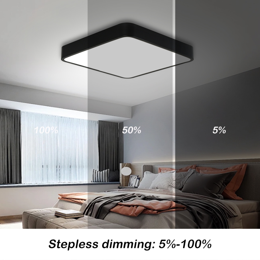 Brilagi - LED Stmievateľné stropné svietidlo POOL LED/48W/230V 3000-6000K 50x50 cm čierna + diaľkové ovládanie