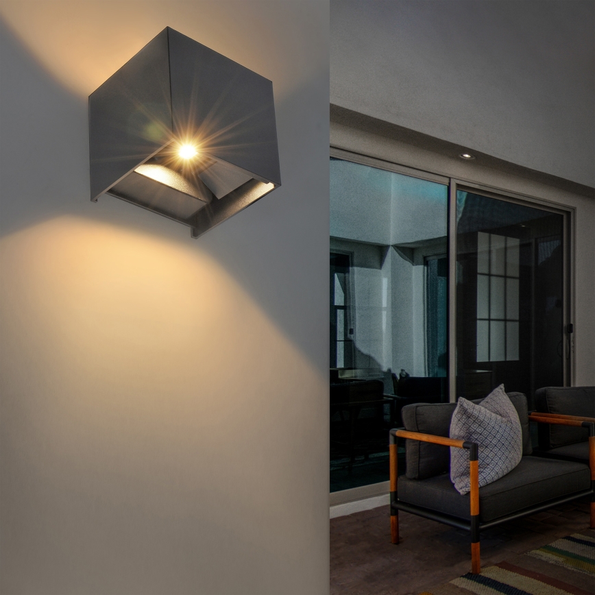 Brilagi - LED Vonkajšie nástenné svietidlo CUBE LED/6W/230V antracit IP54