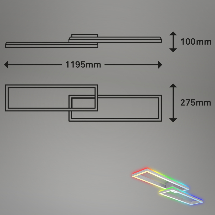 Brilo - LED RGBW Stmievateľný prisadený luster FRAME 2xLED/21W/230V 2700-6500K + diaľkové ovládanie