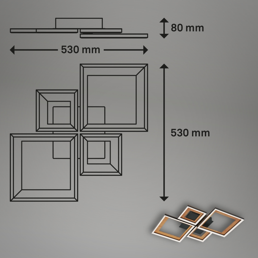 Brilo - LED Stmievateľný prisadený luster FRAME LED/38W/230V