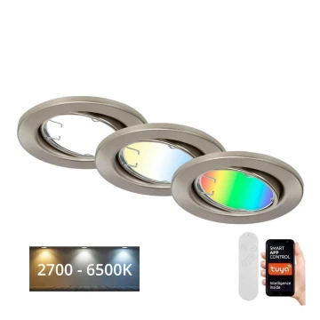 Brilo - SADA 3x LED RGBW Stmievateľné kúpeľňové svietidlo 1xGU10/4,9W/230V 2700-6500K Wi-Fi Tuya IP23 + diaľkové ovládanie