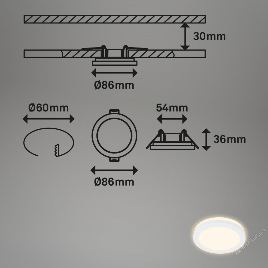 Briloner 7055-036 - SADA 3x LED Kúpeľňové podhľadové svietidlo LED/3W/230V IP44