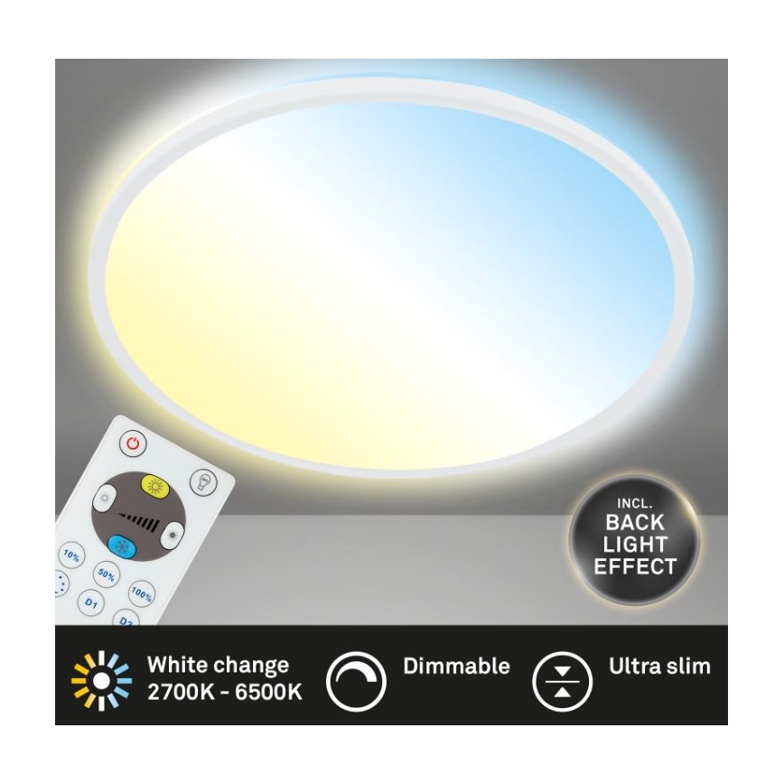 Briloner 7079-016 - LED Stmievateľné stropné svietidlo SLIM LED/18W/230V 2700-6500K + diaľkové ovládanie