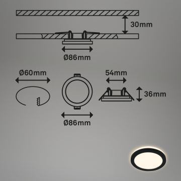 Briloner - SADA 3x LED Kúpeľňové podhľadové svietidlo LED/3W/230V IP44