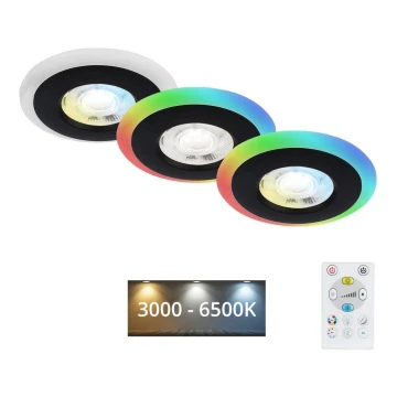 Briloner - SADA 3x LED RGBW Stmievateľné kúpeľňové podhľadové svietidlo LED/5W/230V 3000-6500K IP44 + diaľkové ovládanie