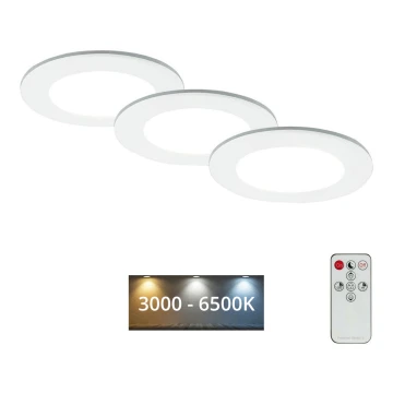 Briloner - SADA 3x LED Stmievateľné kúpeľňové podhľadové svietidlo LED/4,8W/230V 3000-6500K IP44 + diaľkové ovládanie