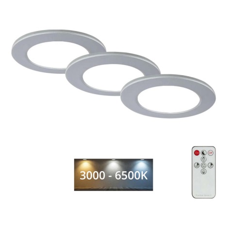 Briloner - SADA 3x LED Stmievateľné kúpeľňové podhľadové svietidlo LED/4,8W/230V 3000-6500K IP44 + diaľkové ovládanie